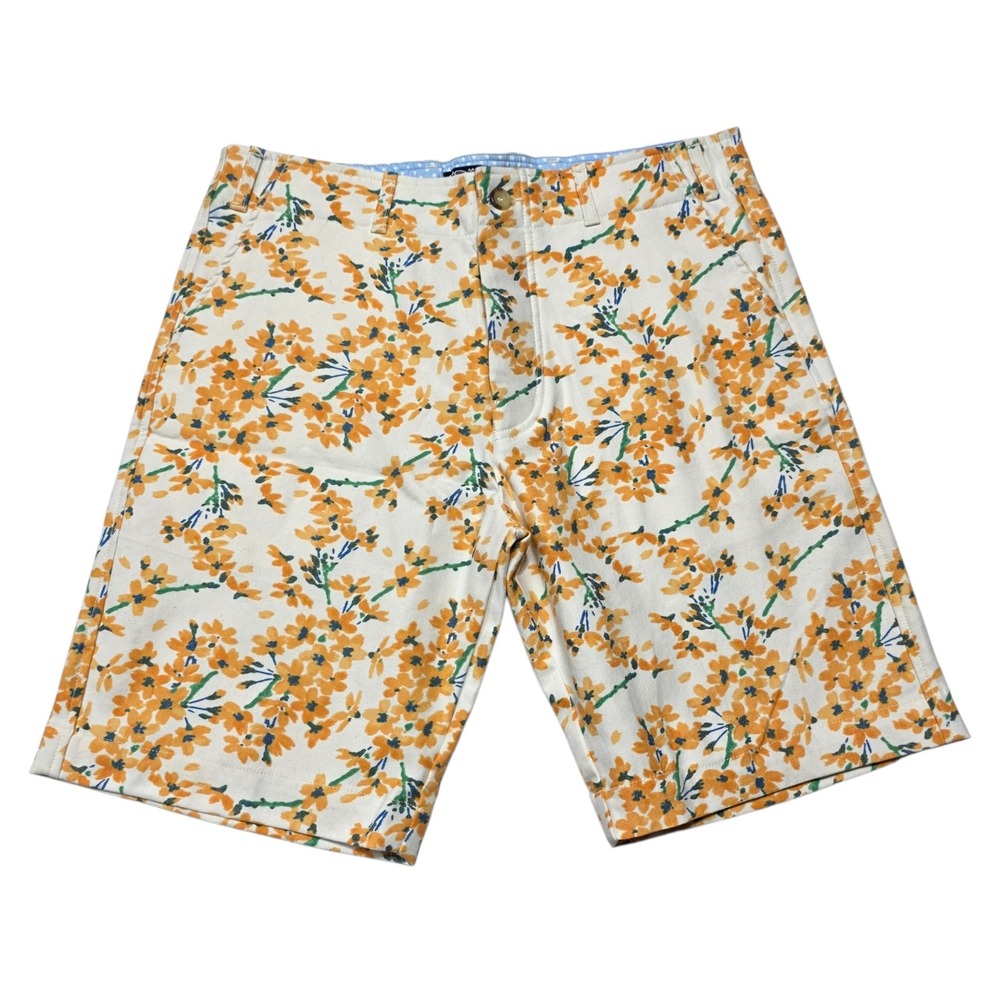 Old Bull Lee Shorts Mens 36 White Orange Floral Cotton Bamboo Casual Summer